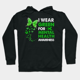 I Wear Green For Mental Health Awareness Costume Butterflies Hoodie